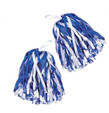 Blue and White Pom Pom Pair