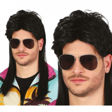 Black Mullet Wig