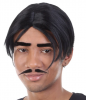 Black Wig with Moustache and Eyebrows