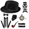 1920's Mens Costume Set Gatsby Gangster - Black