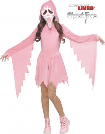 Pastel Pink Ghost Face Costume - Tween