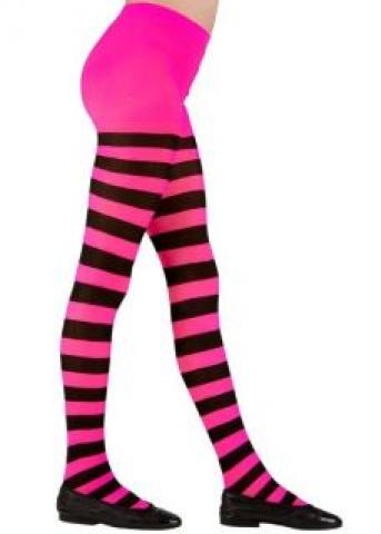 Tween Striped Tights - Pink/Black