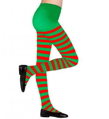 Kids Striped Tights - Red/Green