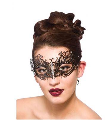 Filigree Metal Eye Mask - Black with Diamantes