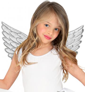 Kids Silver Fabric Angel Wings