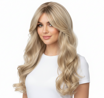 Blonde Wavy Wig With Roots