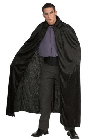 Long Crushed Velvet Cape - Black