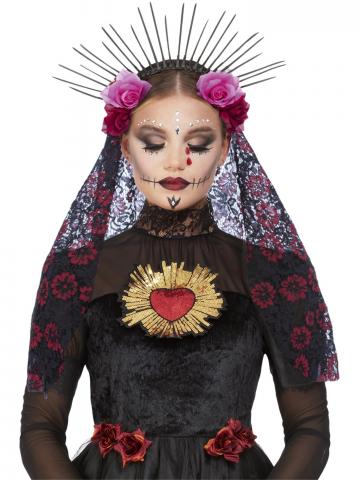 Deluxe Sunburst Day of the Dead Headband and Veil