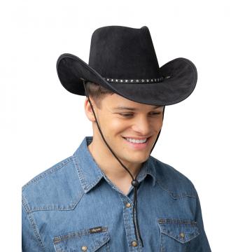 Texan Suede Hat with Stars - Black