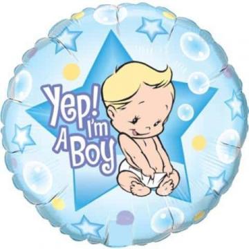 " Yep I'm A Boy " Foil Balloon