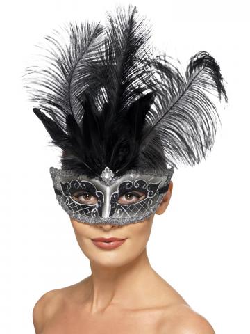 Venetian Colombina Eye Mask - Grey