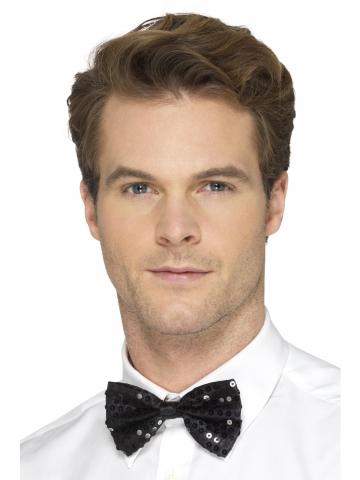 Black Sequin Bow Tie