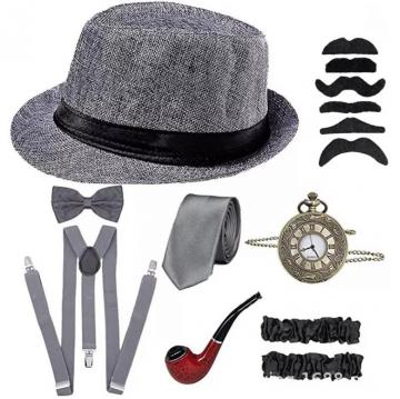 1920's Mens Costume Set Gatsby Gangster - Grey