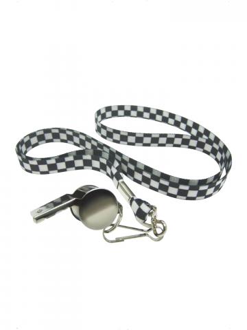 Silver Whistle With B&W Lanyard