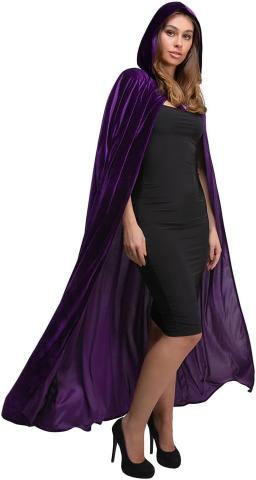 Deluxe Velvet Hooded Cloak - Dark Purple