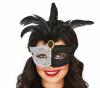 Glitter Eye Mask With Feathers - Black