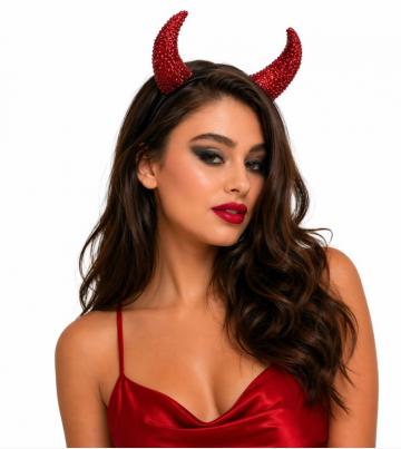 Rhinestone Red Devil Horns