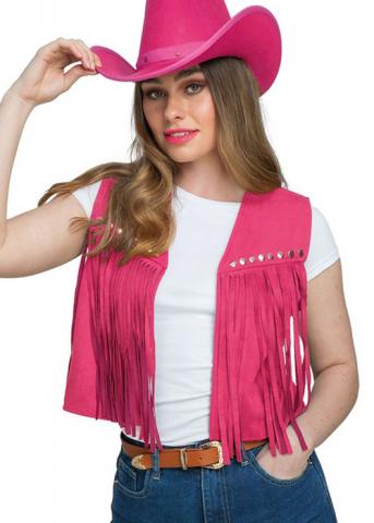 Ladies Pink Cowgirl Waistcoat