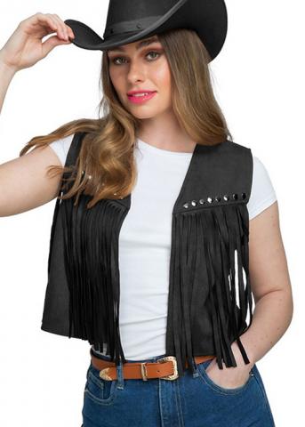 Ladies Black Cowgirl Waistcoat