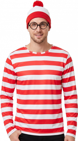Red & White Striped Character Costume – Men's