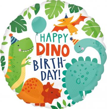 Dino Birthday Circle Foil Balloon - 17"