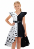 Black and White Spotted Pattern Dress - Tweens