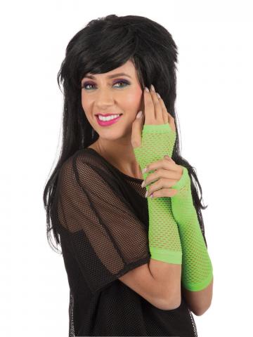 Fishnet Fingerless Neon Green Gloves