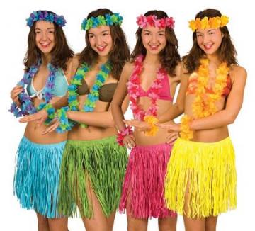 Hawaiian Skirt & Leis Set