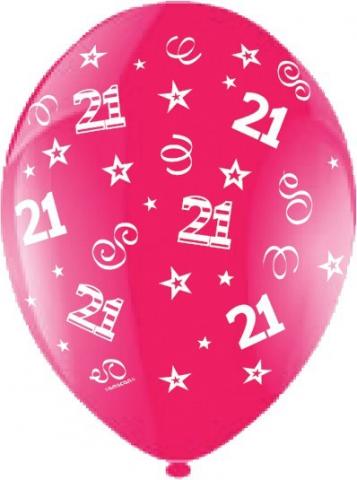 21st Birthday Fuchsia Latex Balloons