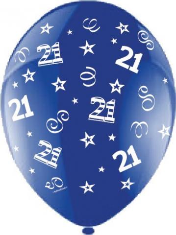 21st Birthday Blue Latex Balloons