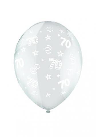 70th Birthday Celebration Clear Latex Balloons