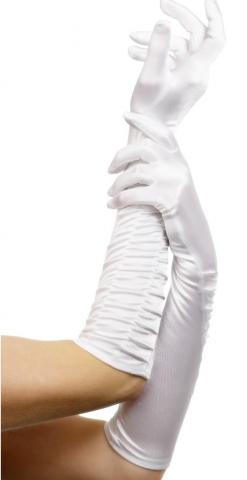 white temptress ruched gloves