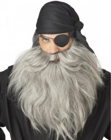 Pirate Beard & Moustache - Grey