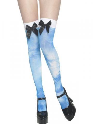Blue Tie Dye Stockings With Black Bow
