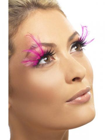 Pink feathered eyelashes