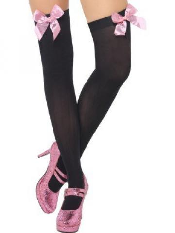 Black Stockings with Pale Pink Bow