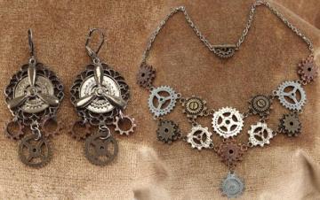 Steampunk Necklace & Earrings Set
