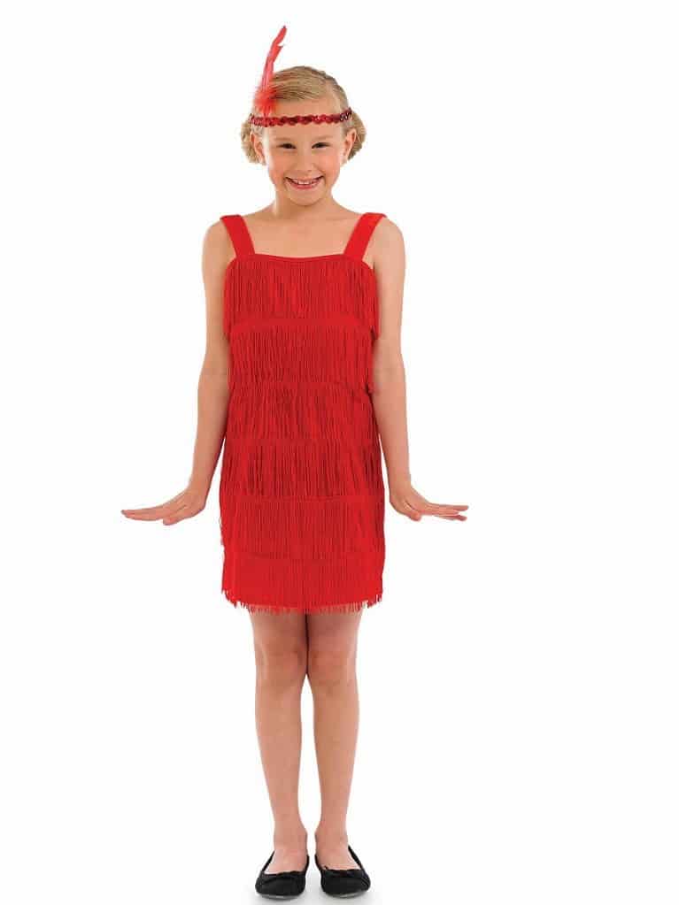 red fringe flapper dress