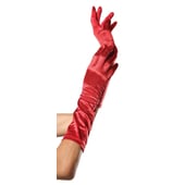 Elbow Length Satin Gloves - Red