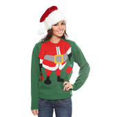 Green Santa Elf Christmas Jumper - Ladies