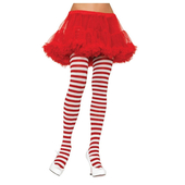Striped Plus Size Tights - White/Red
