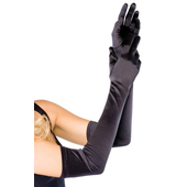Extra Long Satin Gloves - Black