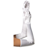 Extra Long Satin Gloves - White