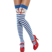 Blue and White Stockings with Anchor