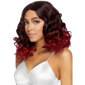 Curly Ombre Long Bob Wig - Burgundy