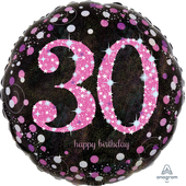 30th Happy Birthday Foil Balloon 18" - Pink
