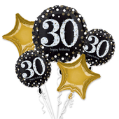 Sparkling 30th Birthday Foil Balloon Bouquets
