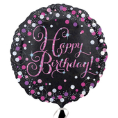 Happy Birthday Foil Balloon 18" - Black & Pink