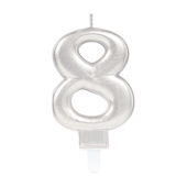 Silver Metallic Finish Number Candle #8