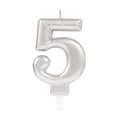 Silver Metallic Finish Number Candle #5